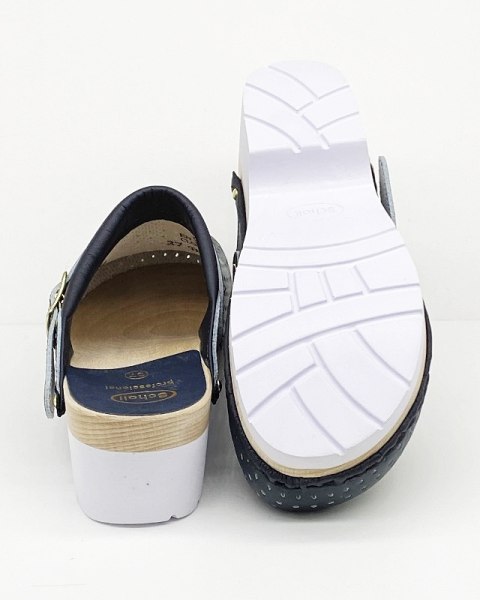 Chodaki Scholl Supercomfort Clog F20176 granatowe (drewno + guma) szerokie, tęgość H
