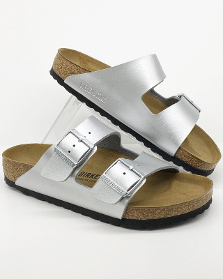 Birkenstock klapki damskie ARIZONA silver 1012282 wygodne damskie klapki na lato - regular fit