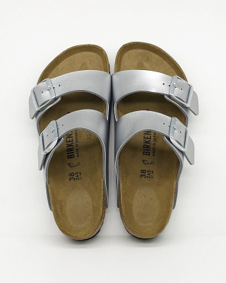 Birkenstock klapki damskie ARIZONA silver 1012282 wygodne damskie klapki na lato - regular fit