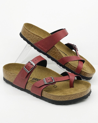 Birkenstock klapki MAYARI 1005021 Pull Up Bordeaux - regular fit, Tęgość H-J-K-M