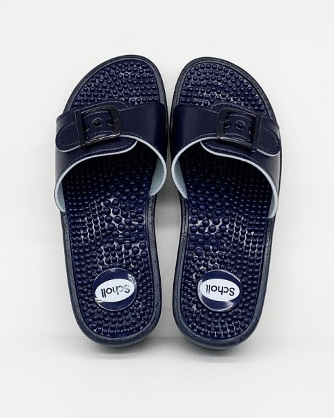 Damskie klapki fakirki Scholl New Massage F20054 navy blue, tęgość E-F-G