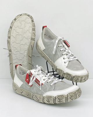 Wiosenne damskie buty Rieker na szeroką stopę L0302-40 szare, tęgość H-K