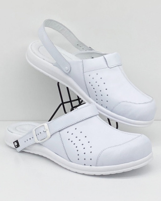 Buty szpitalne damskie klapki Eldan KD MED 101 białe, tęgość H