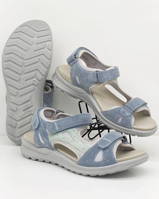 Buty Legero 2-000732-8500 szaro-niebieskie SIRIS, sandały zdrowotne sportowe, welur, tęgość G-H