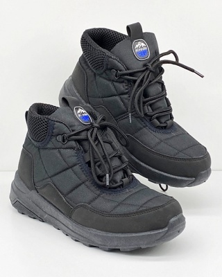 Kredo 2231 czarne buty zimowe męskie, duża tęgość J-K