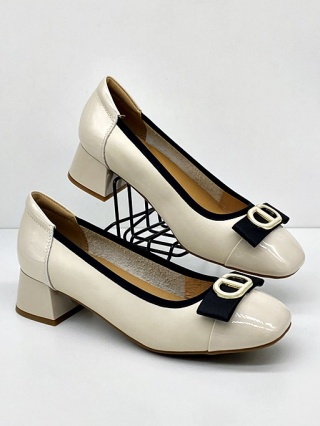 Eleganckie buty na wesele czółenka Loretta Vitale W5308 beżowe, tęgość G normalna