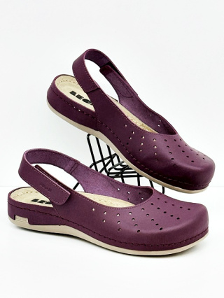 Buty Leon 967 bordowe sandały damskie ze skóry, tęgość K