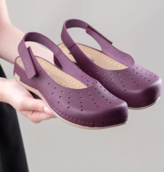Buty Leon 967 bordowe sandały damskie ze skóry, tęgość K