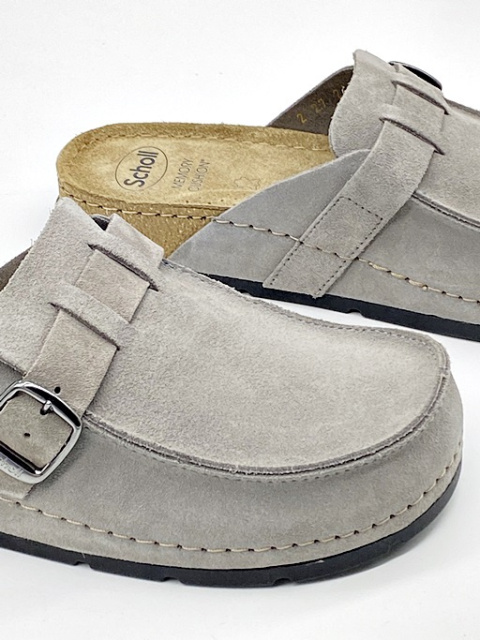 Skórzane klapki Scholl Bora Moccasin F31715 1029 szare, zakres tęgości G-H