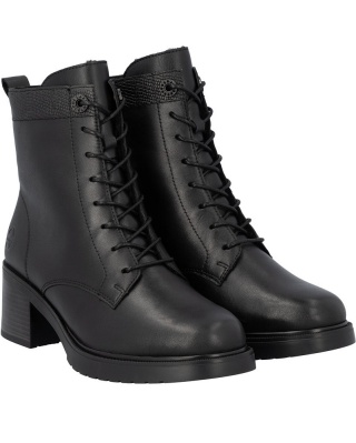 Buty na szerokim obcasie Rieker Y5201-00 czarne skórzane, wełna polarowa, tęgość G 1/2