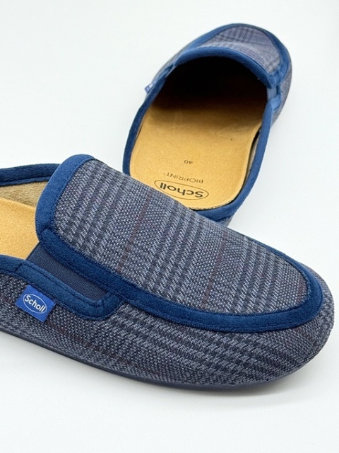 Męskie kapcie Scholl Brandy Ela F32513 1007 niebieskie, poszerzana tęgość G