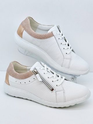 Buty ortopedyczne damskie Waldlaufer Hirsch 634002 312 762 białe K-Ira, duża tęgość K