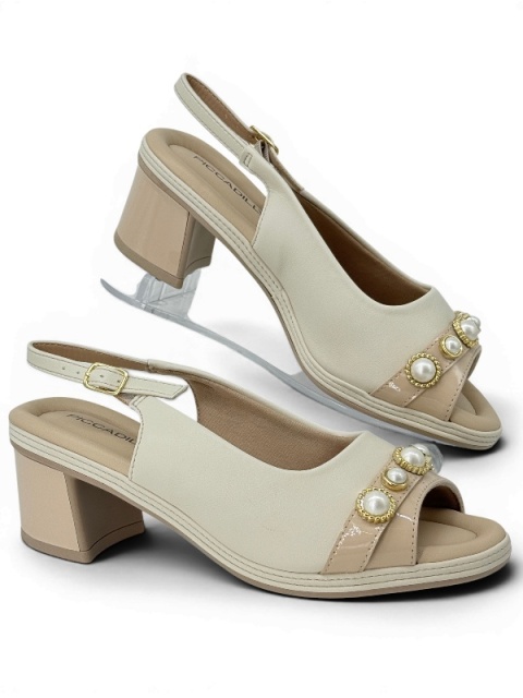 Eleganckie sandały na obcasie PiccaDilly 566077-1 beżowe, przy haluksach, tęgość H