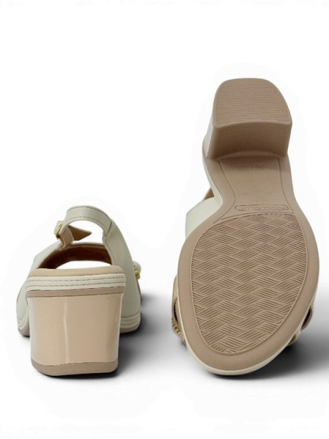 Eleganckie sandały na obcasie PiccaDilly 566077-1 beżowe, przy haluksach, tęgość H