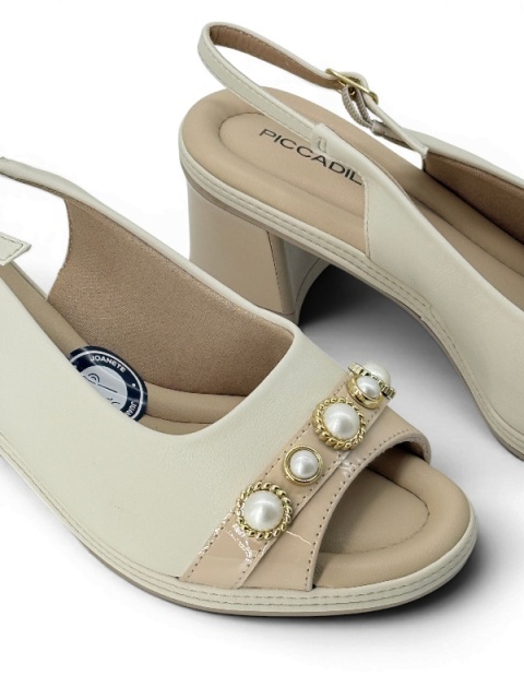 Eleganckie sandały na obcasie PiccaDilly 566077-1 beżowe, przy haluksach, tęgość H