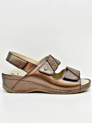 Nives 2straps Scholl andały damskie MF00858-1010 bronze, wkładka masująca, tęgość G-H
