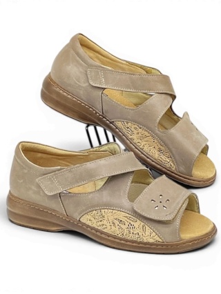 Buty Kosela 9467-2523 beżowe sandały na opuchnięte nogi, regulowana tęgość H-K-M
