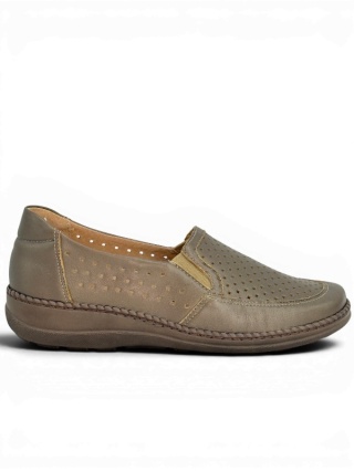 Buty Kosela 9208 gold, szerokie półbuty z ażurowym przodem, tęgość G-H