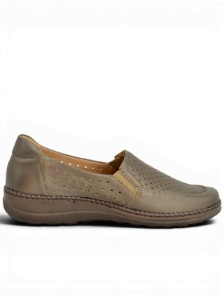 Buty Kosela 9208 gold, szerokie półbuty z ażurowym przodem, tęgość G-H
