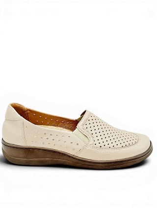 Buty damskie Kosela Medic 9208 beżowe, szerokie, ażurowe, miękki zapiętek, tęgość G-H