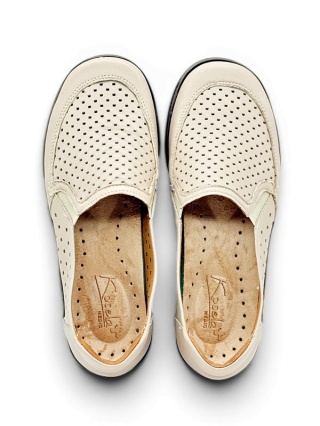 Buty damskie Kosela Medic 9208 beżowe, szerokie, ażurowe, miękki zapiętek, tęgość G-H