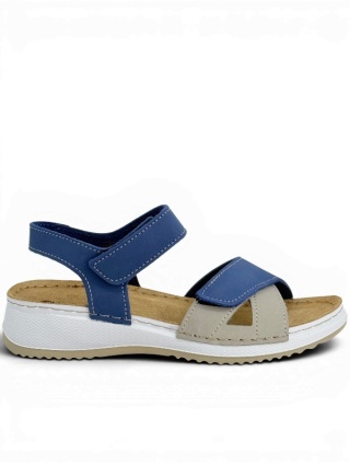 Damskie sandały Inblu SD0001KU-028 niebieskie skórzane, tęgość G