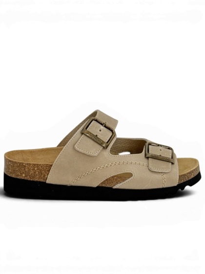 Scholl F23008 1002 beżowe zdrowotne klapki damskie Moldava Wedge AD, tęgość F