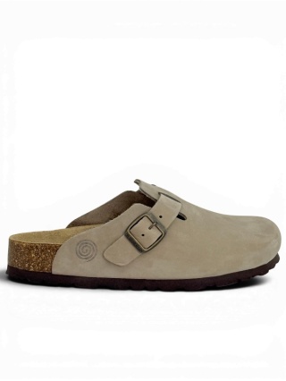 Szerokie klapki clogi zdrowotne Dr Brinkmann 600177-08 Nerpio taupe, tęgość H-M