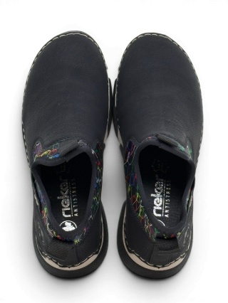 45957-00 Rieker Buty damskie, czarne półtrzewiki, tęgość H
