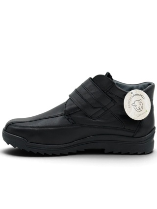 Zimowe buty męskie Waldlaufer 631901 174 001 czarne Kai, tęgość K na wysokie podbicie