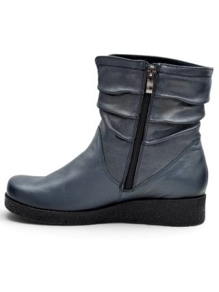 Axel 4092 buty zimowe damskie skórzane, marine gold, poszerzona tęgość H