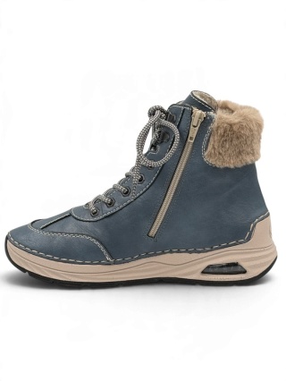 Botki damskie Riekers 44530-14 niebieskie, tęgość G