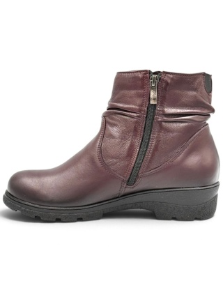 Botki zimowe damskie Axel Comfort 4453 rubin, skórzane, tęgość poszerzona H