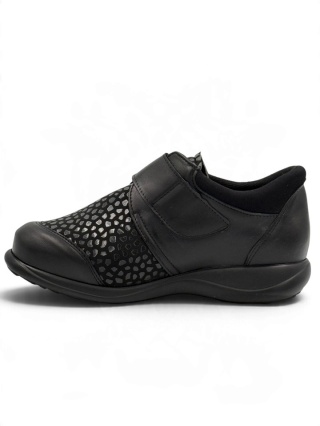 Buty na opuchnięte stopy damskie Kosela 9005 czarne + stretch5, tęgość K-M-N