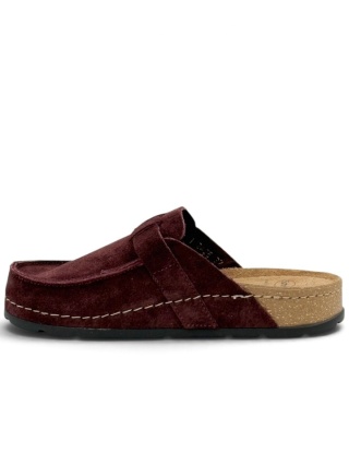Damskie klapki Scholl Bora Moccasin MF031715 1014 bordowe, szerokie tęgość H