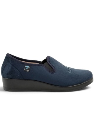 Pantofle domowe Fly Flot N3Q12WH granatowe, tęgość H poszerzona, washable