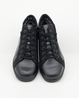 Zimowe buty Solidus Maren 49004-00805 czarne buty na szeroką i tęgą stopę, tęgość M