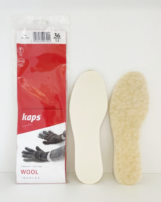 Wkładki zimowe z owczą wełna Kaps Wool Insoles, białe, do przycinania