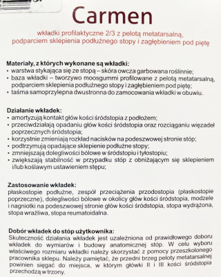 Wkładki profilaktyczne Kaps Carmen na płaskostopie poprzeczne i podłużne