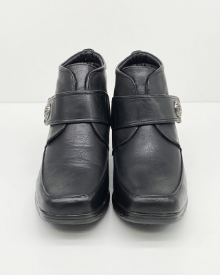 Buty Wojtyłko 7B11296C czarne trzewiki, ekoskóra, tęgość G-H