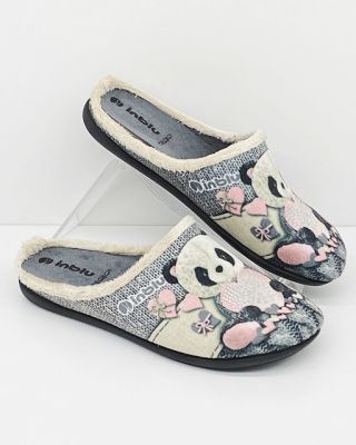 Papcie damskie Inblu 155D209 panda, tęgość H