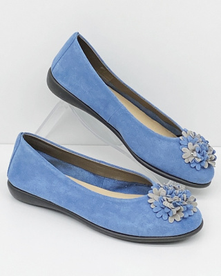 Skórzane zamszowe baleriny damskie Flexx B226/17 denim, tęgość F