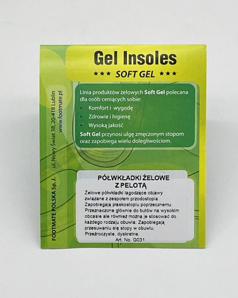 Foot Mate G031 Żelowe półwkładki z pelotą na metatersalgię (2 szt.)