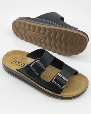 Klapki skórzane męskie Fly Flot 78171CC black, tęgość G-H-J