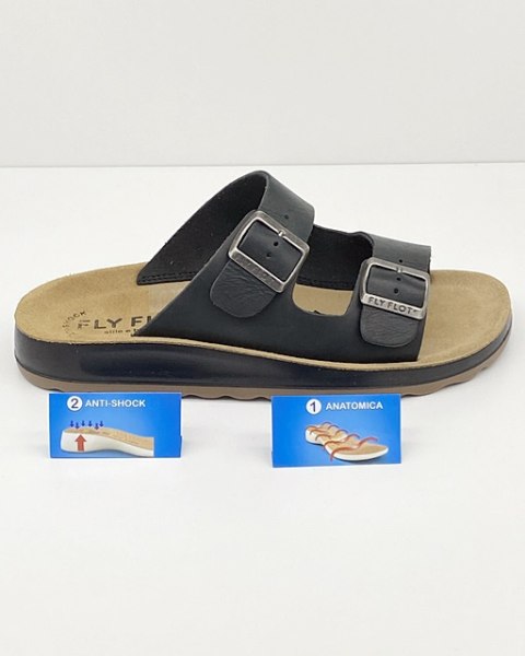 Klapki skórzane męskie Fly Flot 78171CC black, tęgość G-H-J
