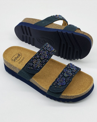 Scholl Zafirah Med F26991 granatowe, lecznicze klapki na rzepy, tęgość F-G-H
