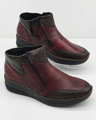 Trzewiki na szczupłe stopy Rieker 48754-35 bordowe, tęgość E
