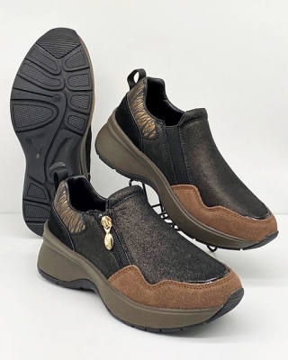 Scholl buty na szeroką stopę Calgary Zip F31756 1019 brązowe, tęgość G