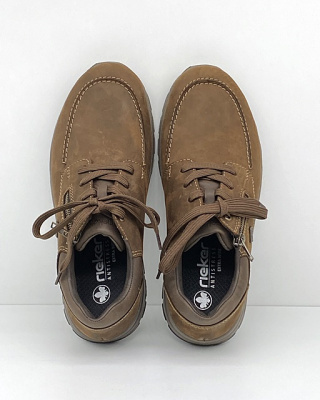 Półbuty wiązane męskie Rieker 03601-22 brązowe, szerokie, tęgość H-J-K
